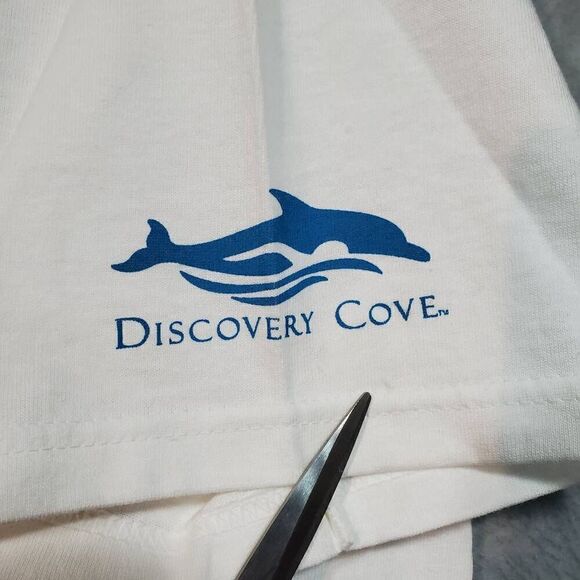 Vtg Discovery Cove Shirt Mens Large White Dolphin Experience Graphic Ocean Tee - Picture 7 of 9